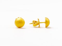 Scrives Hammered Dome Button 22 Karat Gold Stud Earrings