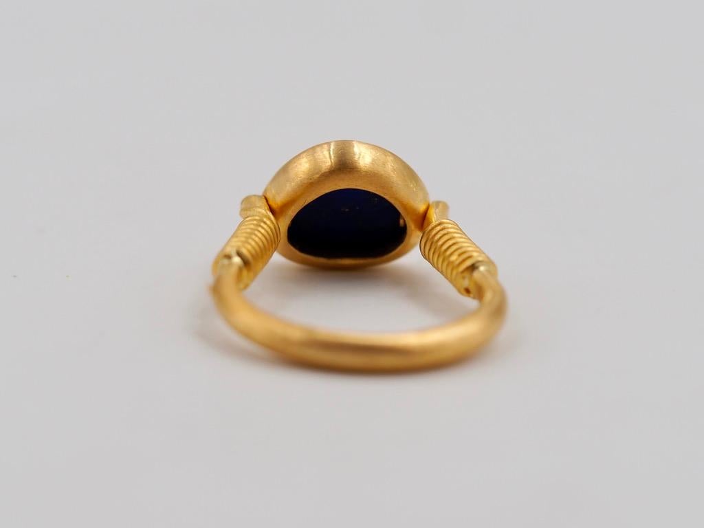 Women's or Men's Scrives Lapis Lazuli Swivel 22 Karat Gold Ring