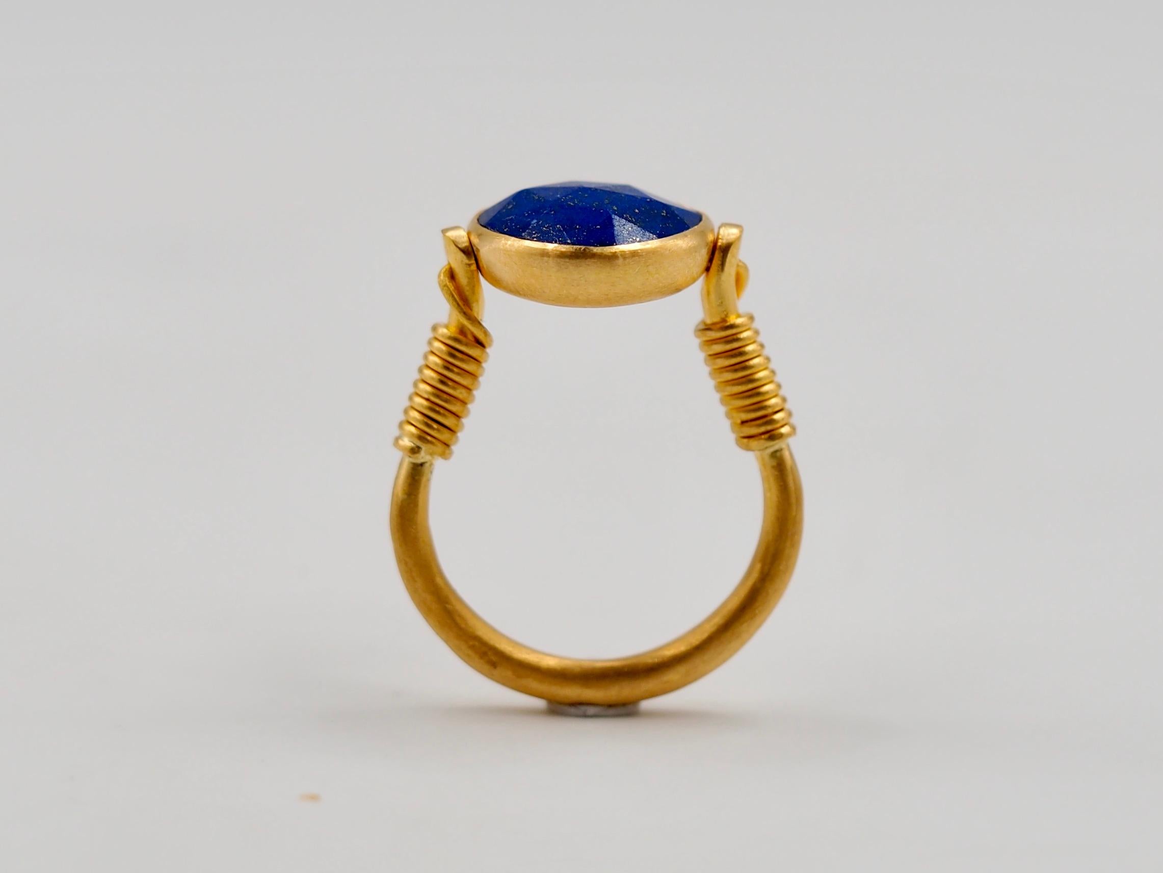 Scrives Lapis Lazuli Swivel 22 Karat Gold Ring 1