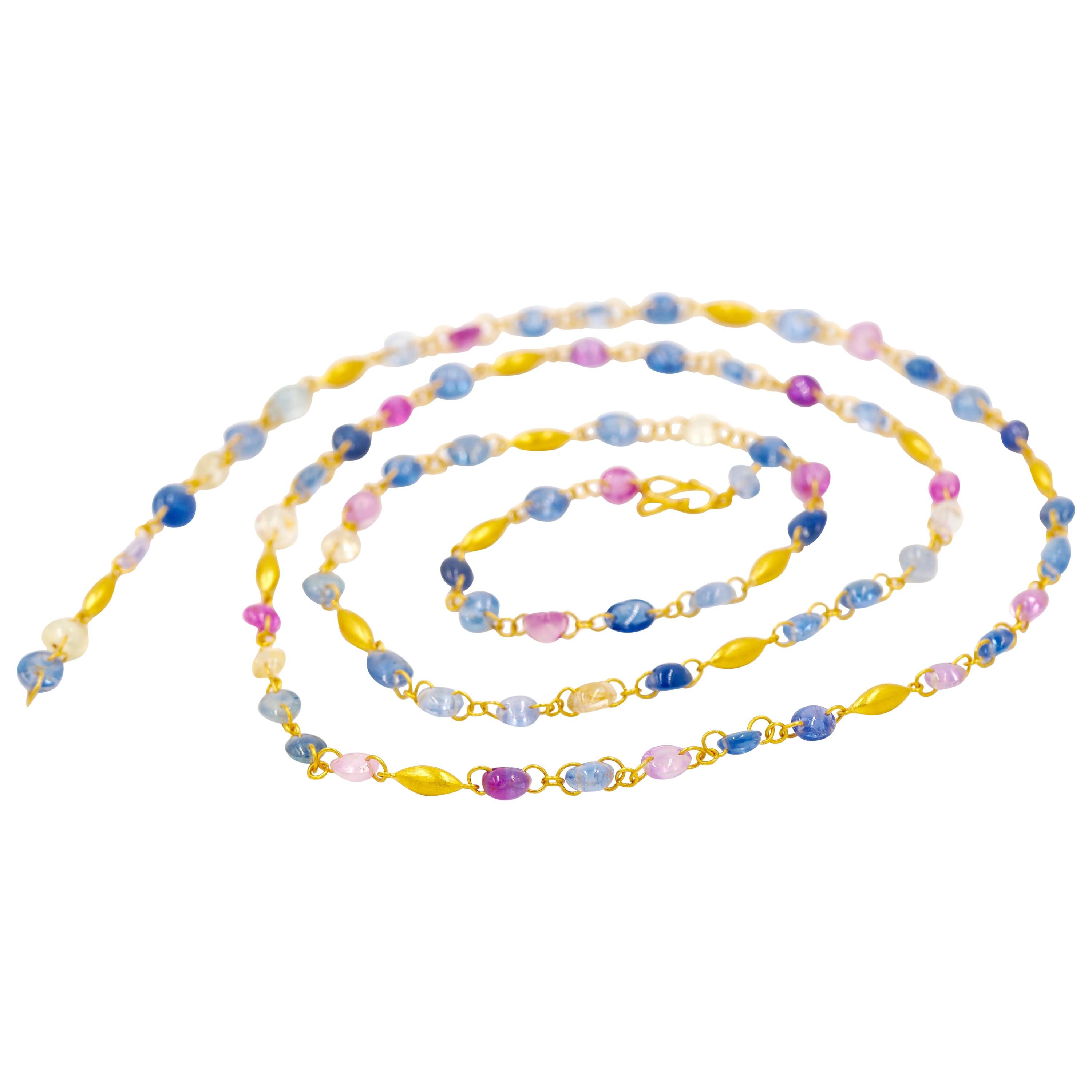 Scrives Multi-Color Sapphires 22 Karat Gold Necklace