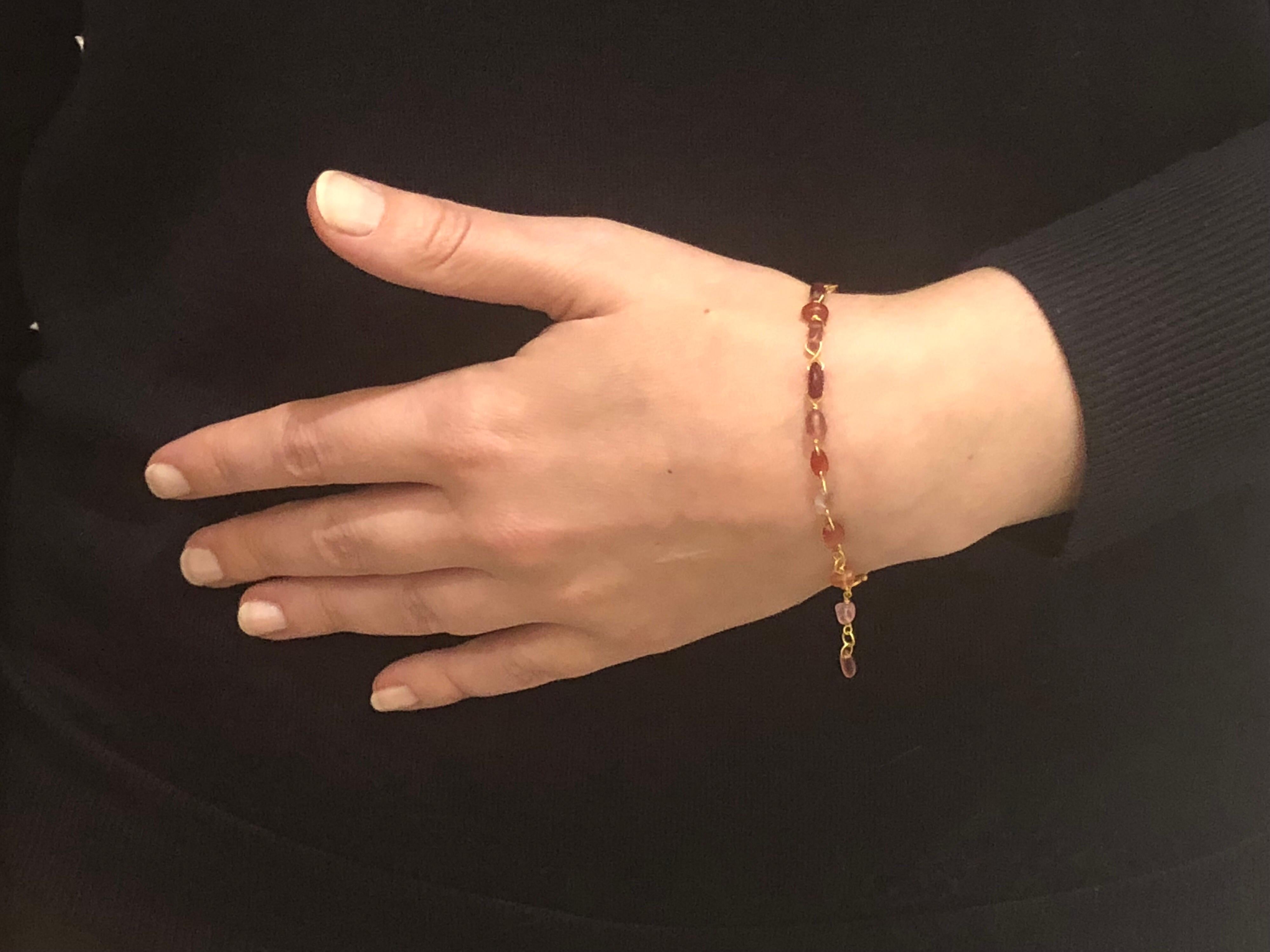 Women's Scrives Orange Red Spinels 22 Karat Gold Bracelet