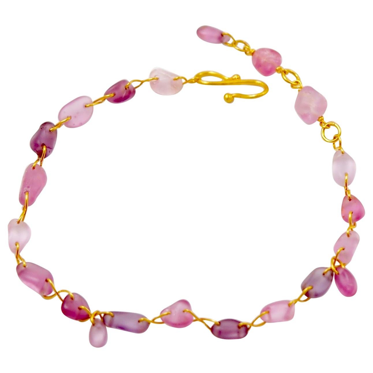 Scrives Pink Purple Spinels 22 Karat Gold Bracelet