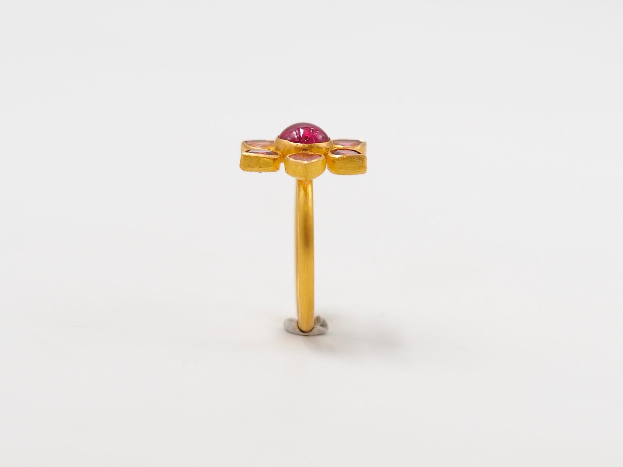 Scrives Pink Purple Tourmaline Flower 22 Karat Gold Ring 1