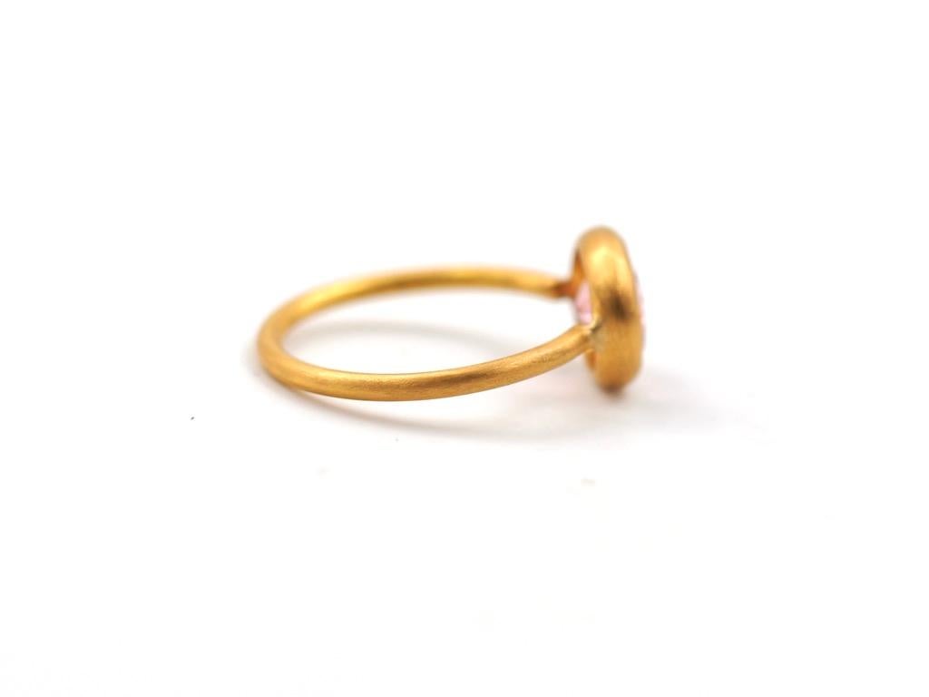 Scrives Pink Tourmaline Faceted Oval 22 Karat Gold Cluster Handmade Ring 1
