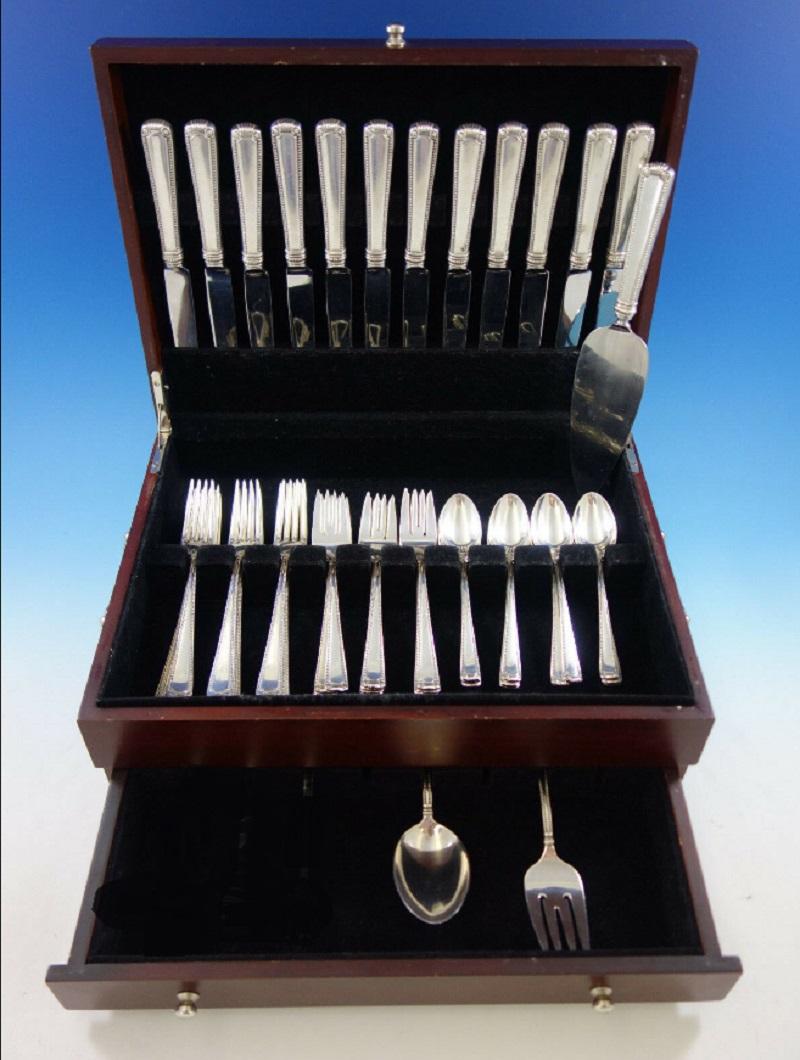 Scroll and Bead by Blackinton sterling silver flatware set with beaded design - 51 pieces. This set includes:

12 knives, 9
