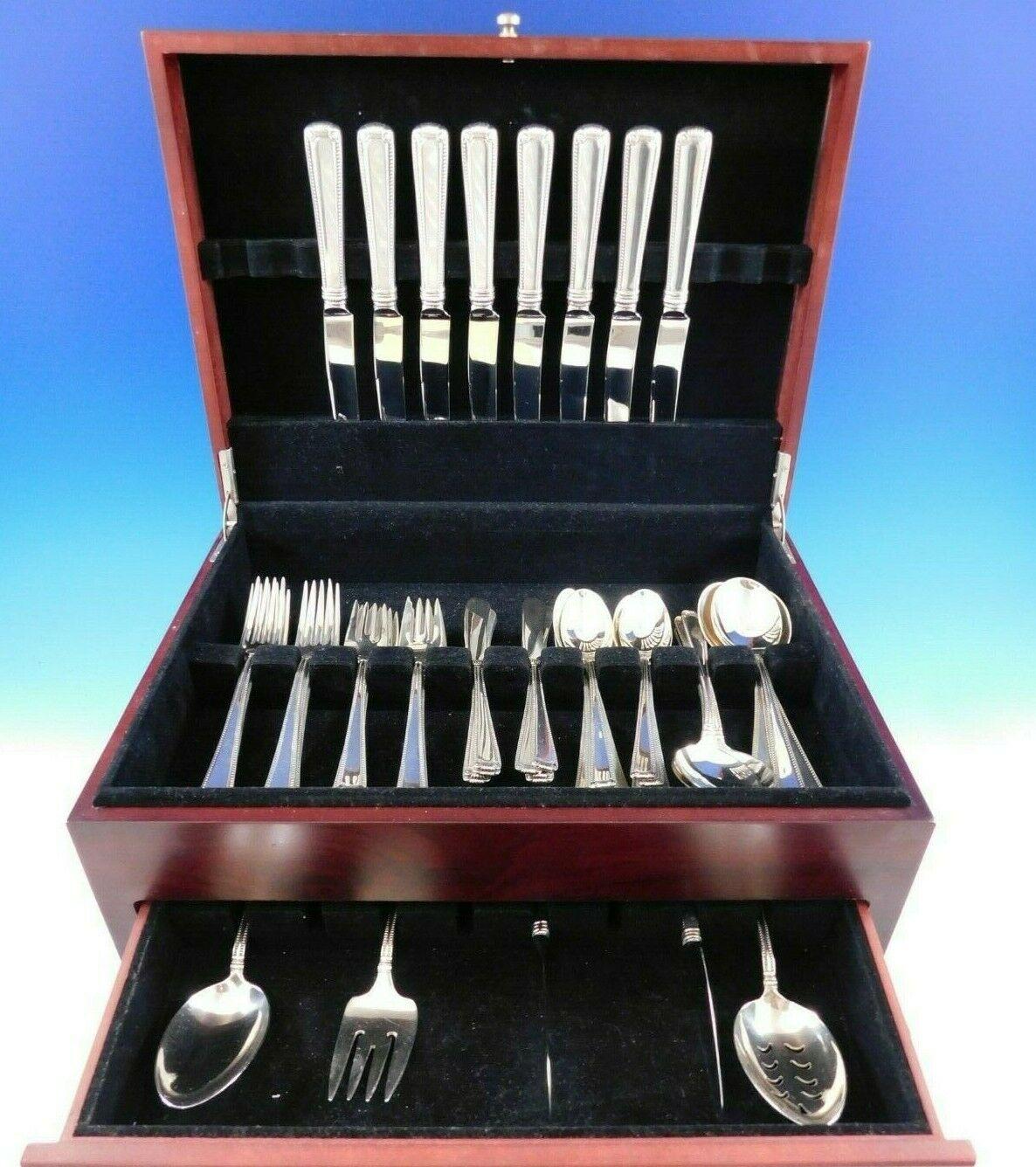Beautiful Scroll and Bead by Blackinton Sterling Silver Flatware set with beaded design - 53 pieces. This set includes:

8 Knives, 8 7/8