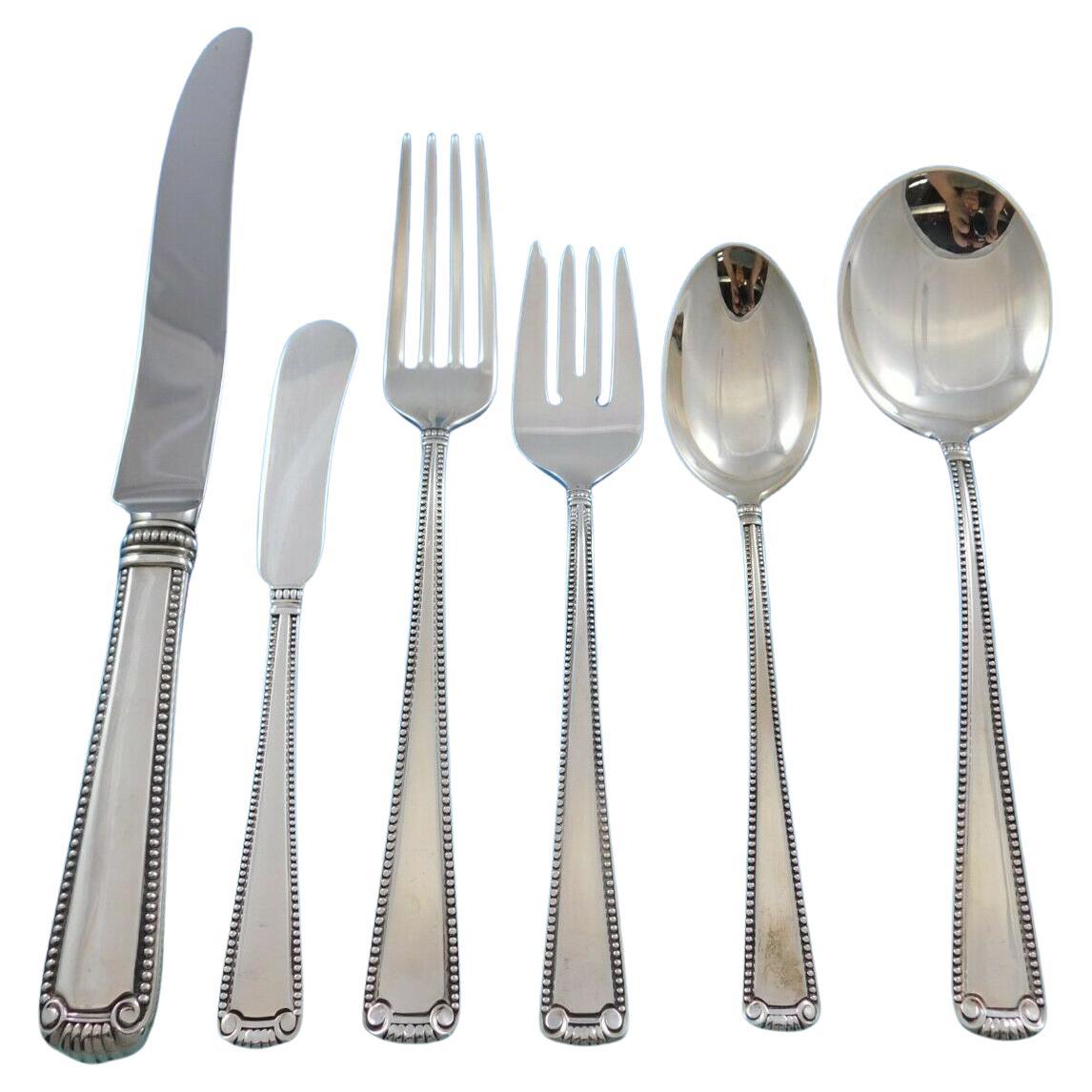 Scroll and Bead by Blackinton Sterling Silver Flatware Set for 8 Service 53 Pcs For Sale