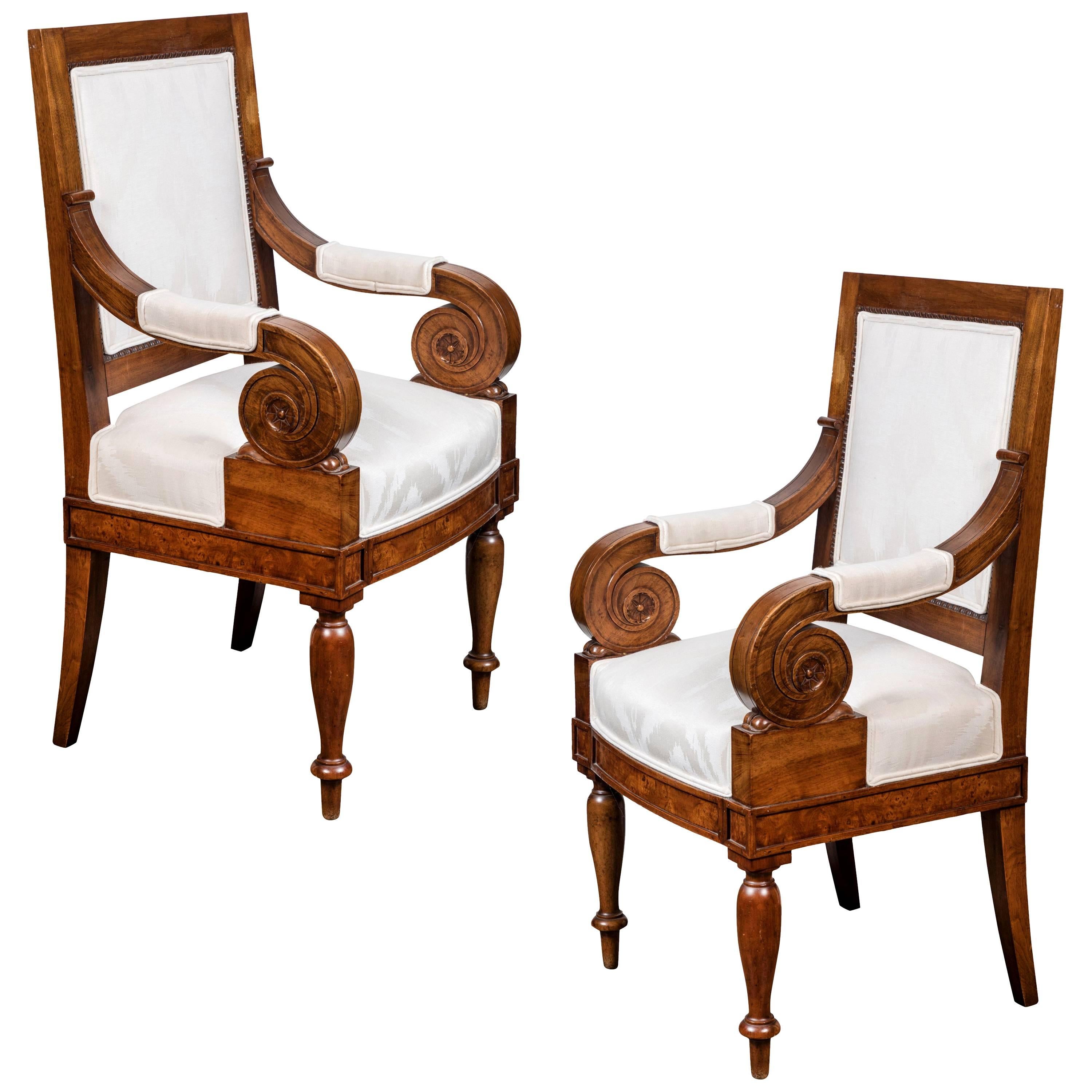 Scroll Arm, Naples Chairs, circa 1920 For Sale