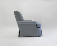 Scroll Back and Scroll Arm Club Chair with Loose Seat Cushion and Pleated Skirt