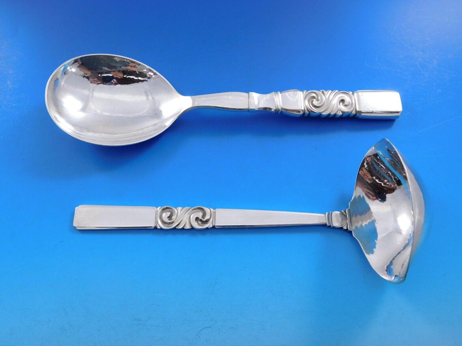 Scroll by Georg Jensen Set di posate in argento Sterling 12 Servizio 106 pezzi Cena in vendita 3