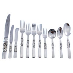 Scroll by Georg Jensen Sterling Silver Flatware Set 12 Service 145 pcs Dinner