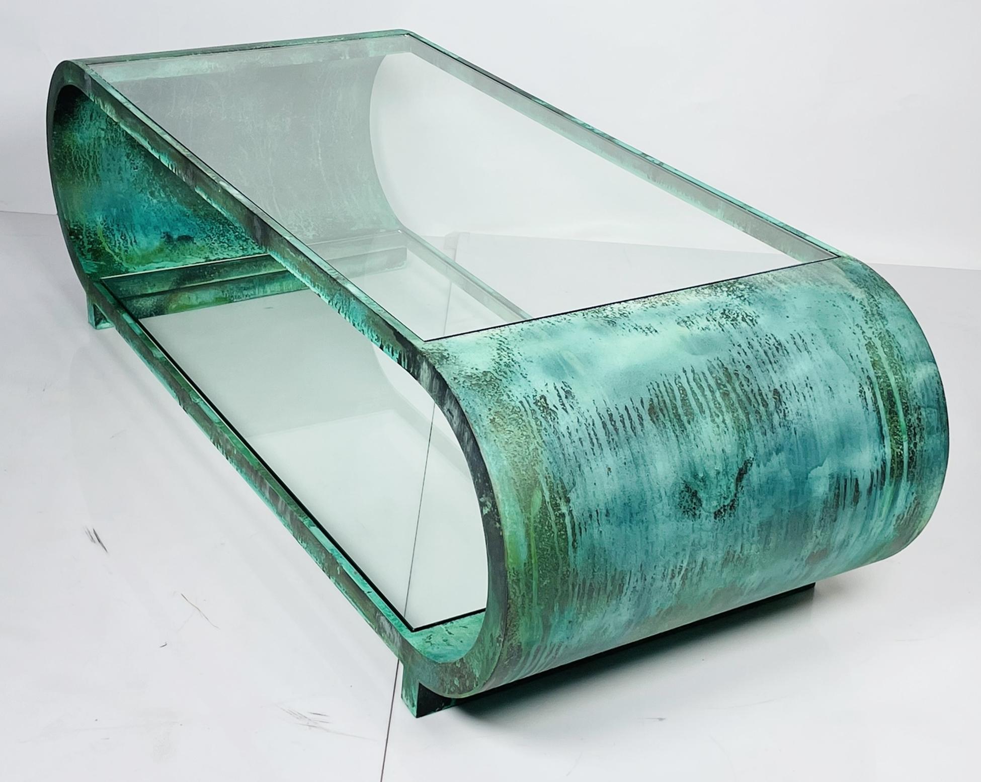 Scroll Coffee Table in Copper & Acid Finish by Amparo Calderon Tapia For Sale 2