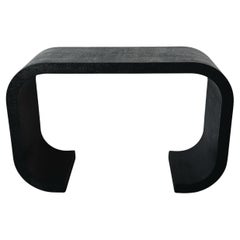Scroll Console Grasscloth table In The Style Of Karl Springer