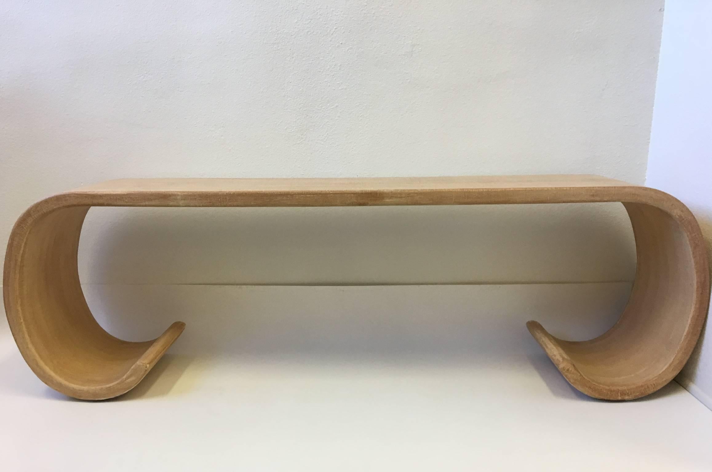Scroll Console Table in the Manner of Karl Springer In Excellent Condition In Palm Springs, CA