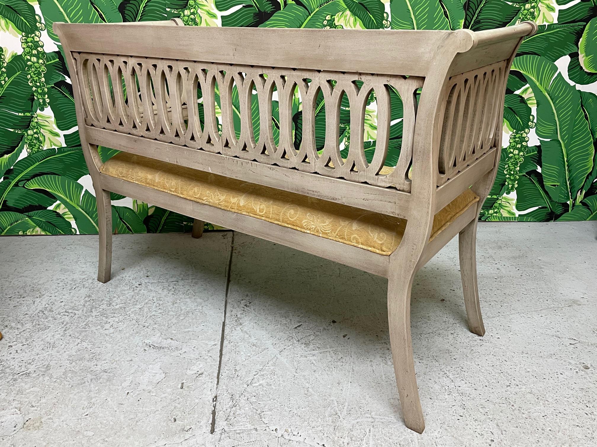 Scroll Form Bench in the Style of Dorothy Draper In Good Condition For Sale In Jacksonville, FL