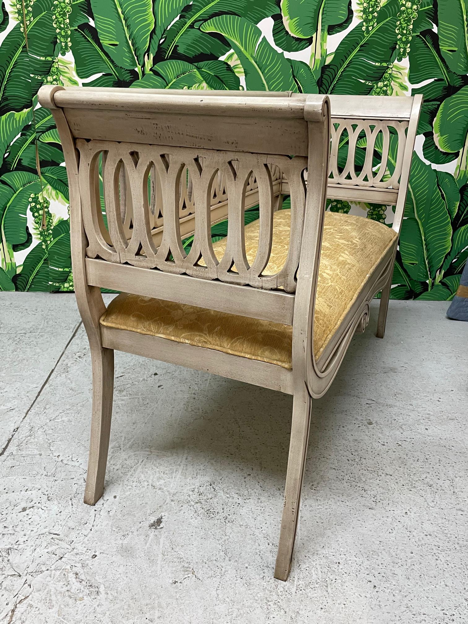 20th Century Scroll Form Bench in the Style of Dorothy Draper For Sale