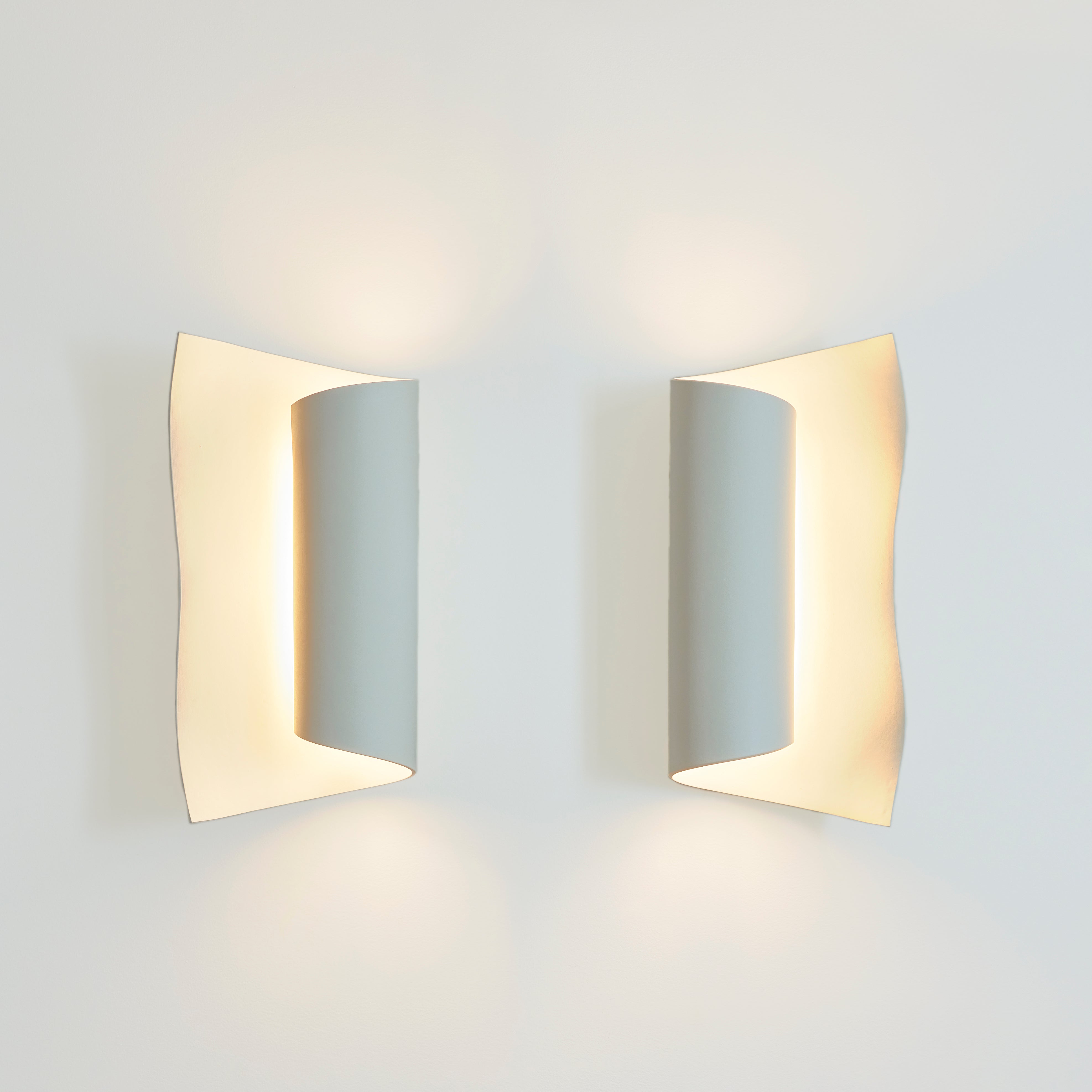 Scroll Glazed Ceramic Wall Sconce Luminaire Pair For Sale