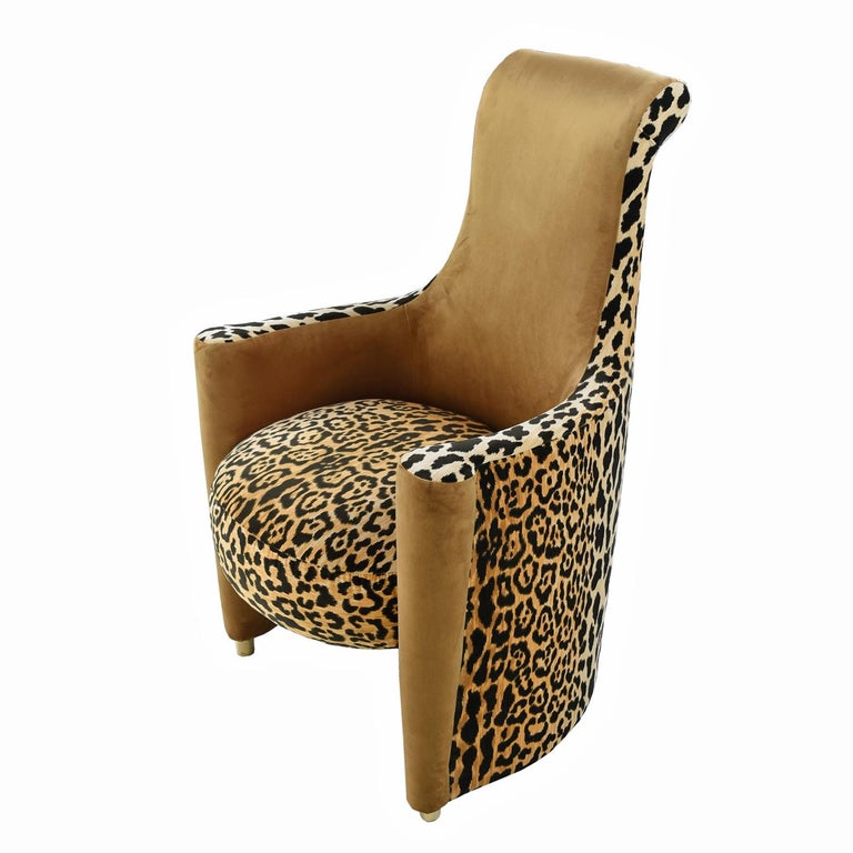 Scroll Headrest Neo Deco Velvet Leopard Print High Back ...