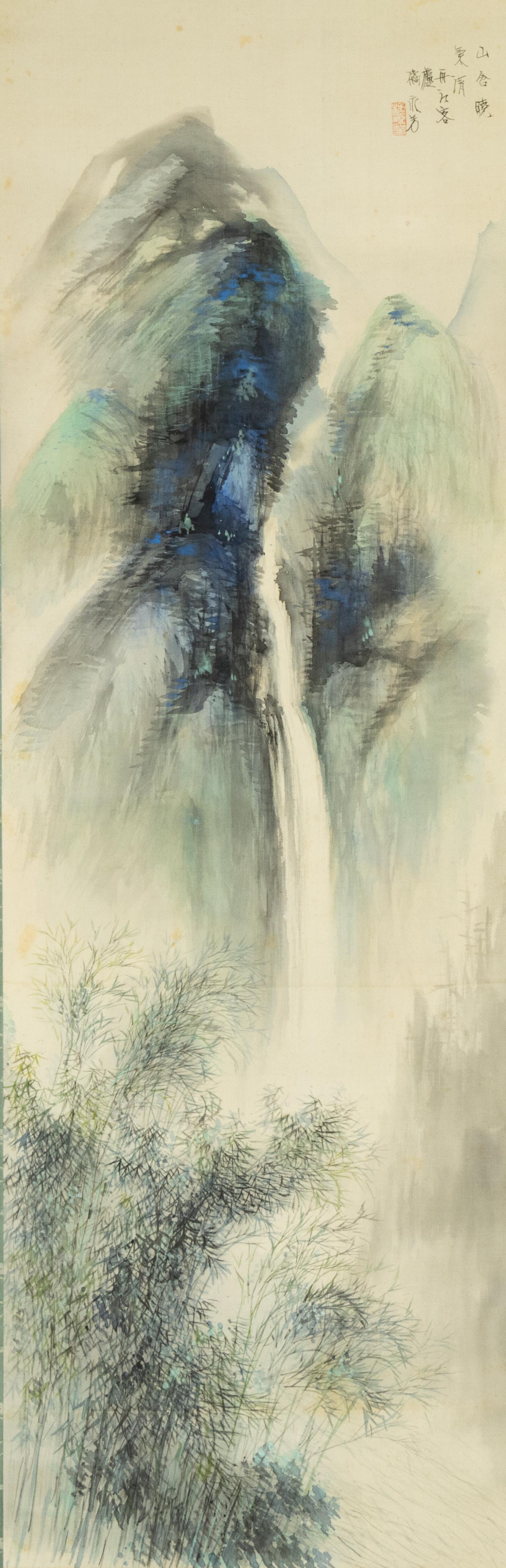 Kitsuda Eihô (1902 - 1974) Aanbreken van de dag in de bergen

Rolschildering / scroll op zijde, houten rollers, in houten cassette. Herkomst: Oranda Jin. B 128 x 41.9 / 202 x 56.3 cm
128 x 41.9 / 202 x 56.3 cm