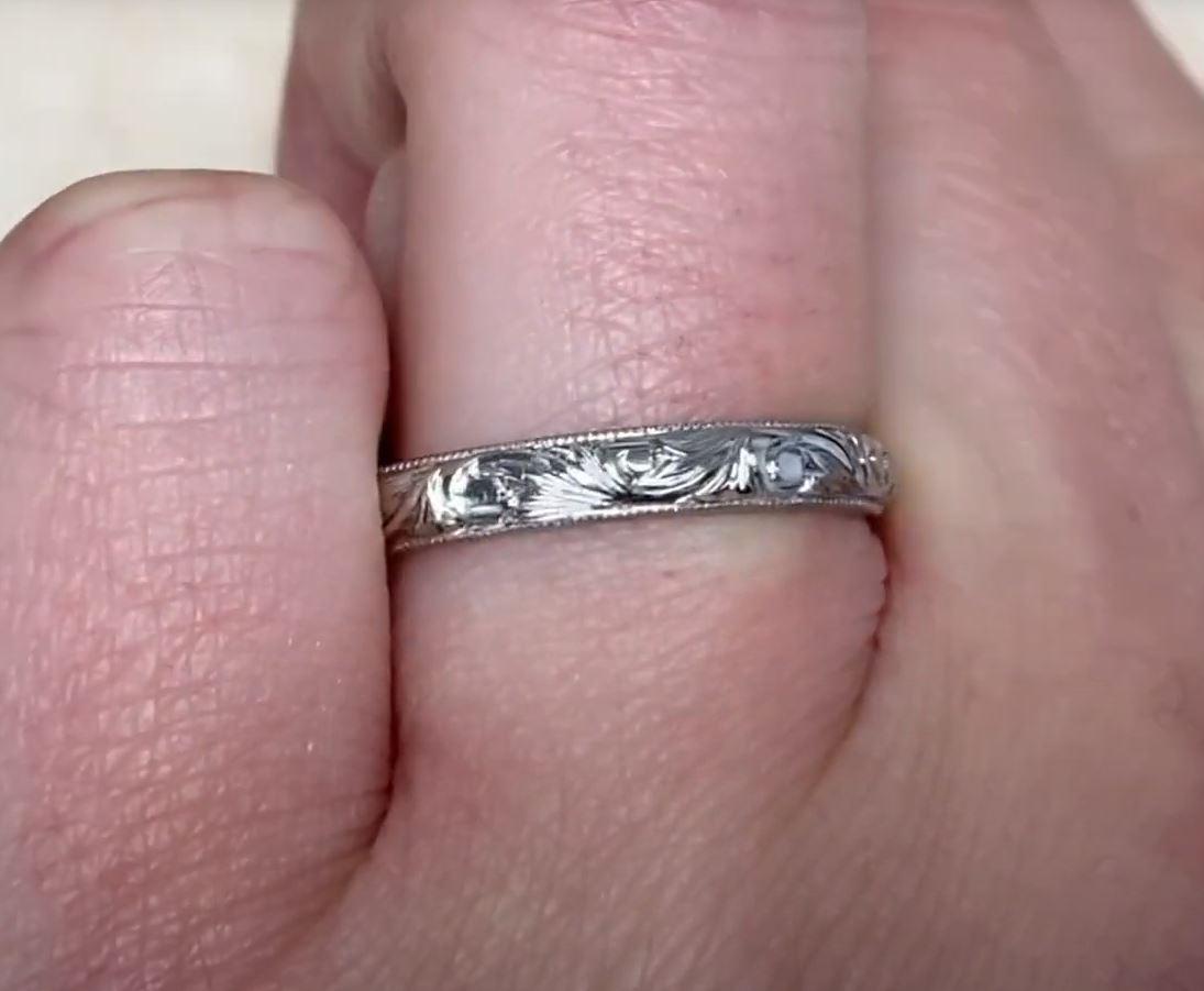 Women's Scroll Motif Platinum Wedding Band Ring For Sale