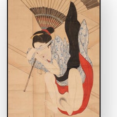Scroll paintingJapan, Woman jumping from the balcony of Kiyomizu-dera Edo period