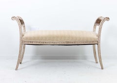 Scrolled Arm Upholstered Bench