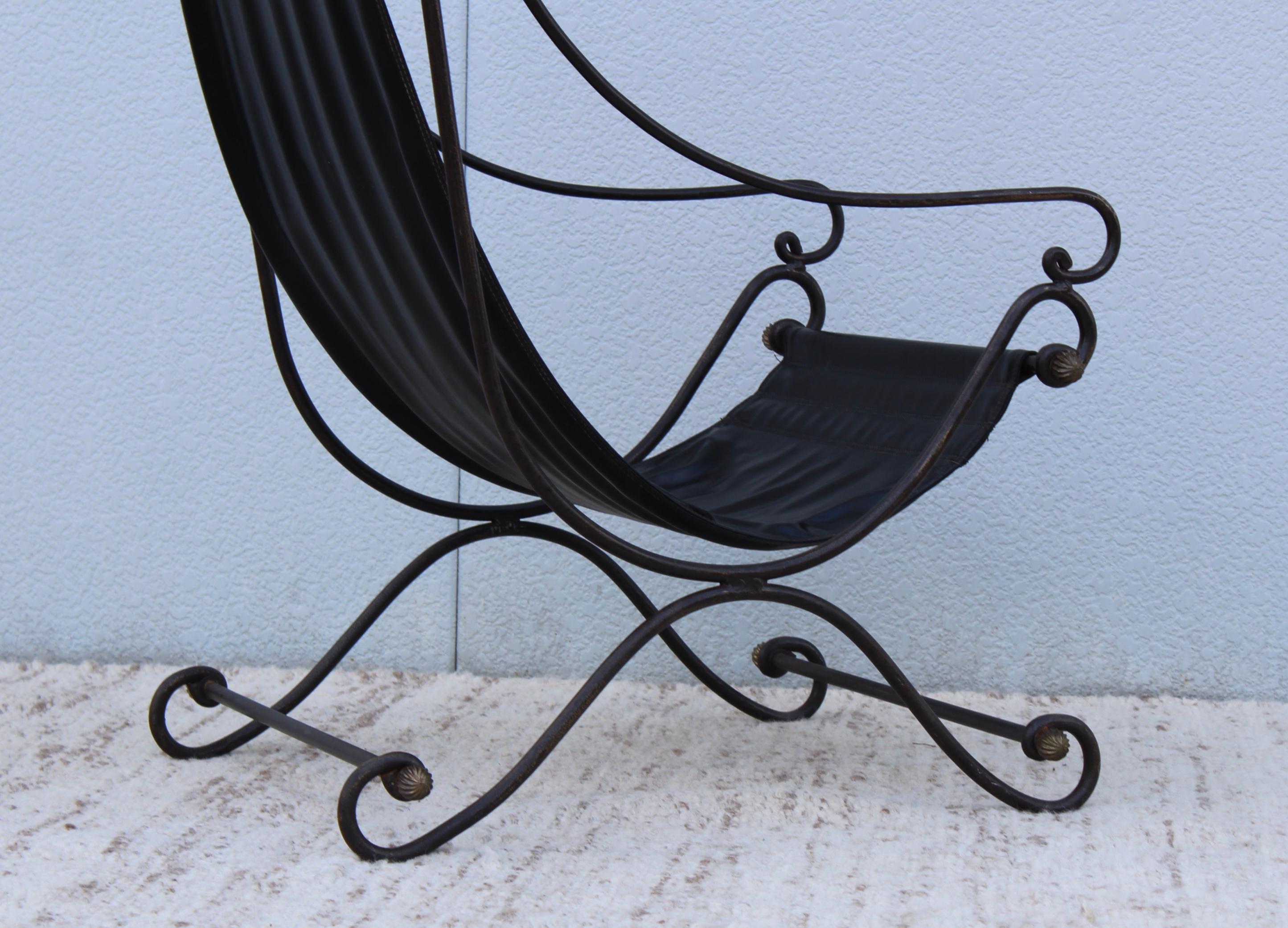 Scrolled Iron Sling Lounge Chair 3