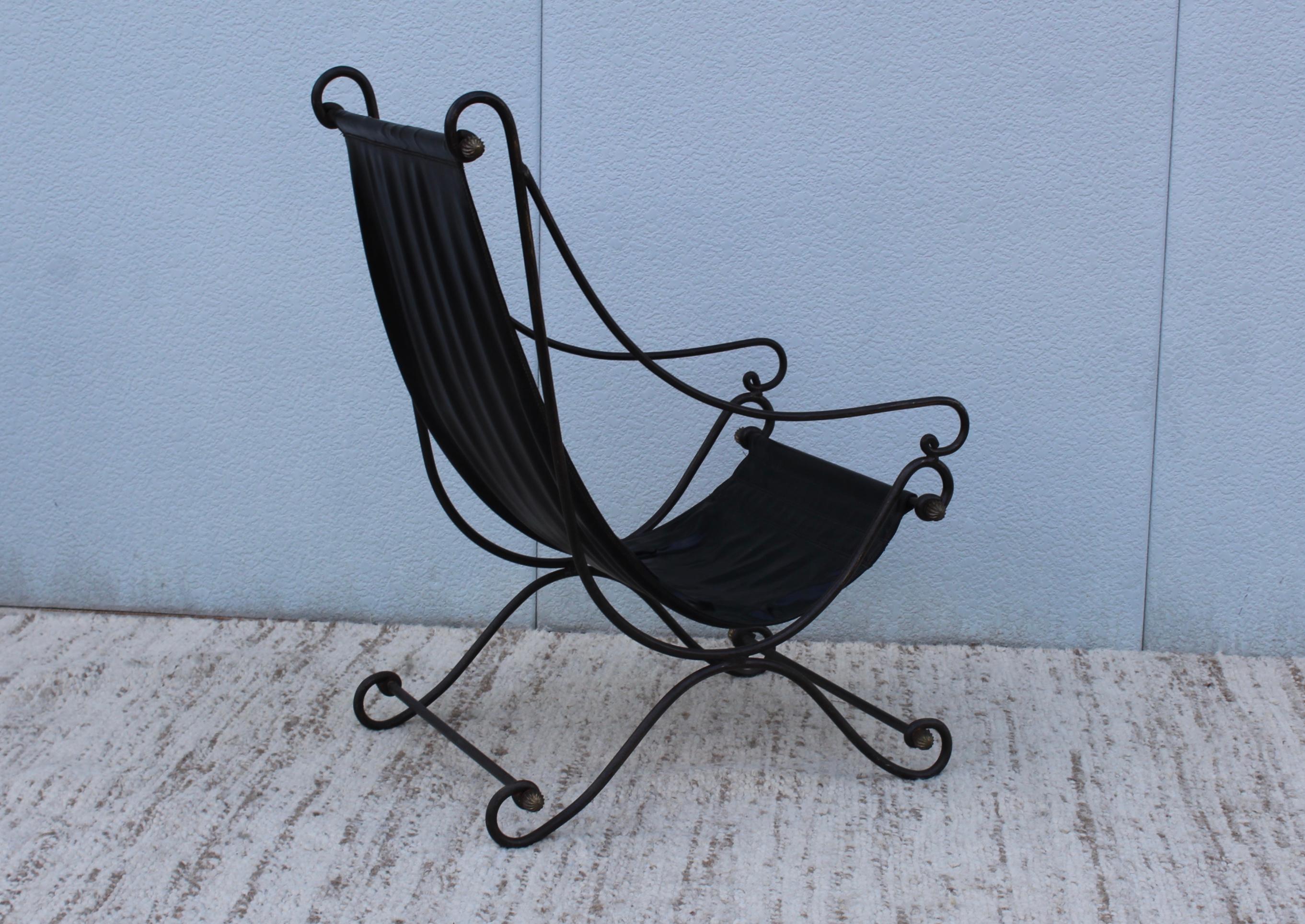 Scrolled Iron Sling Lounge Chair 1