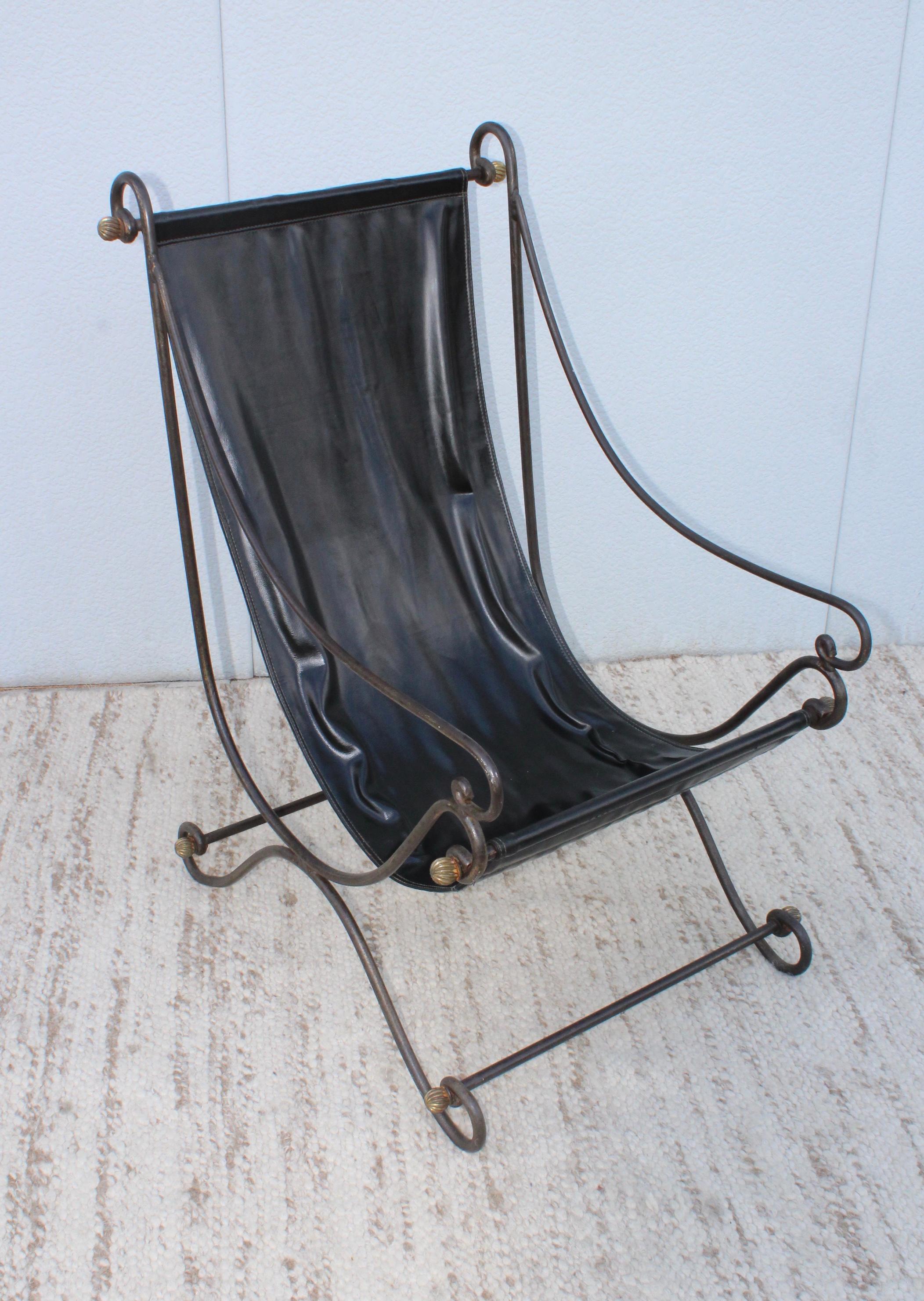Scrolled Iron Sling Lounge Chair 2