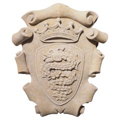 Scrolled Limestone Cartouche Plaque from Italy