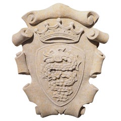 Scrolled Limestone Cartouche Plaque from Italy