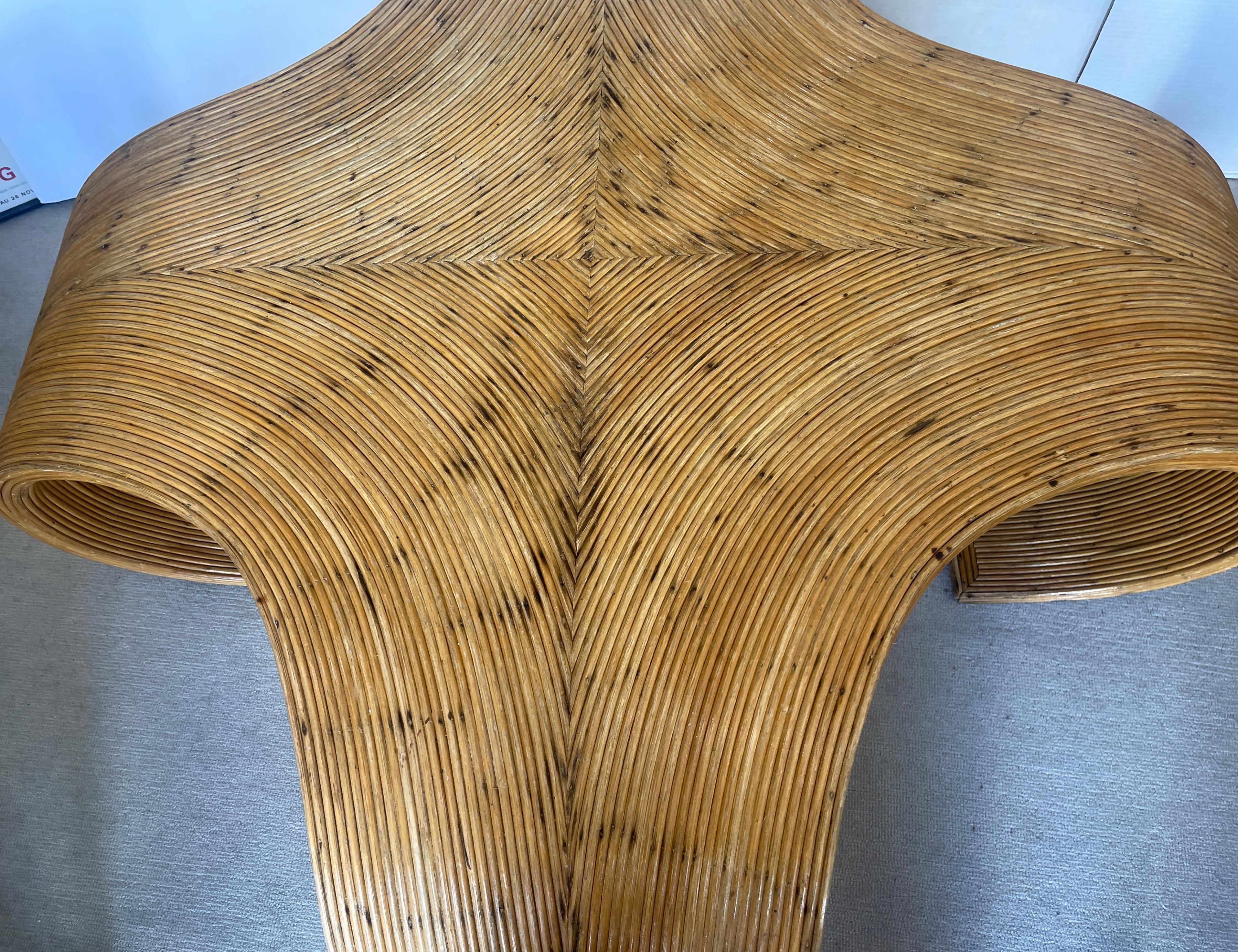 Table basse italienne en bambou à volutes, vers 1975 en vente 8