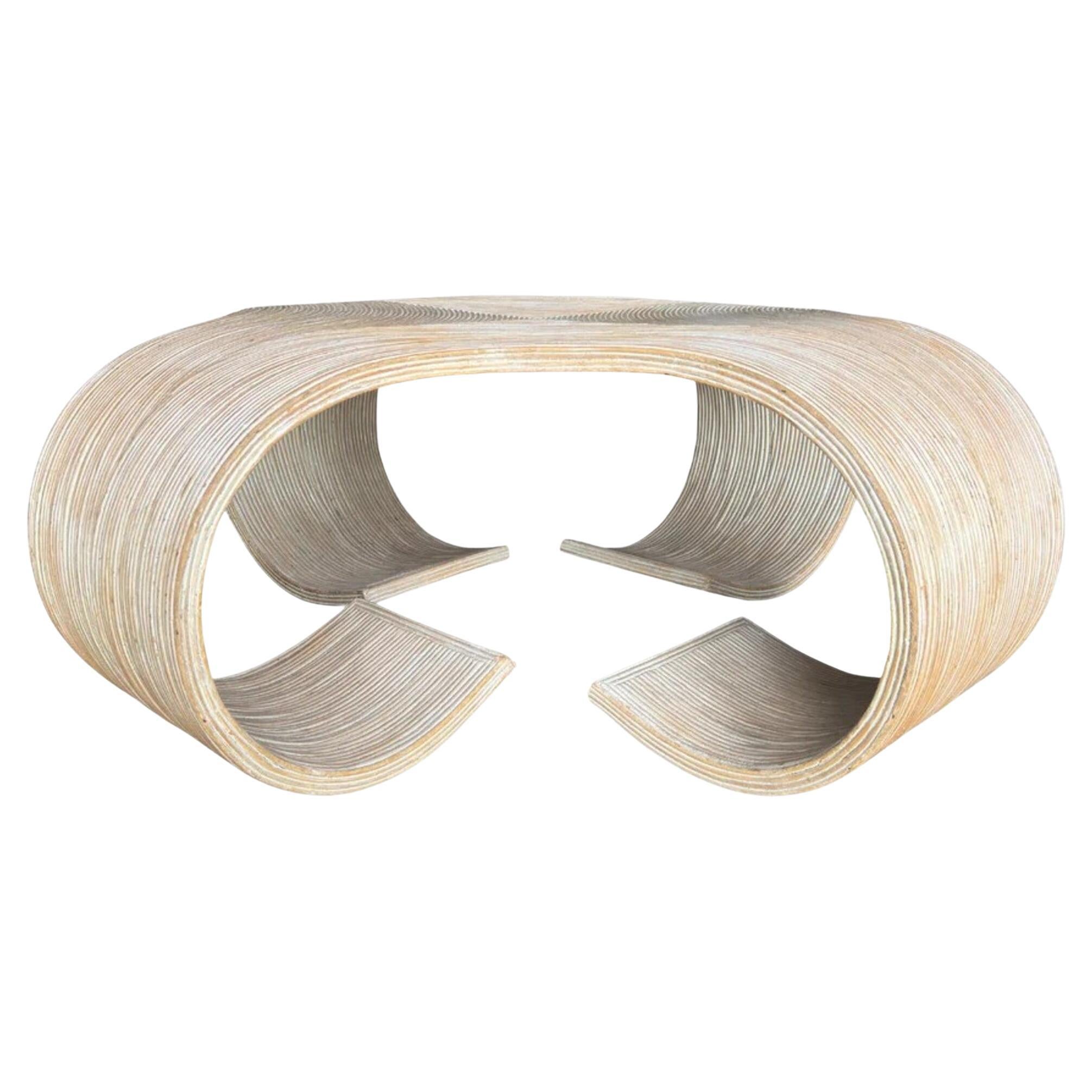 Scrolled Pencil Bamboo Coffee Table, Italy, 1970s For Sale