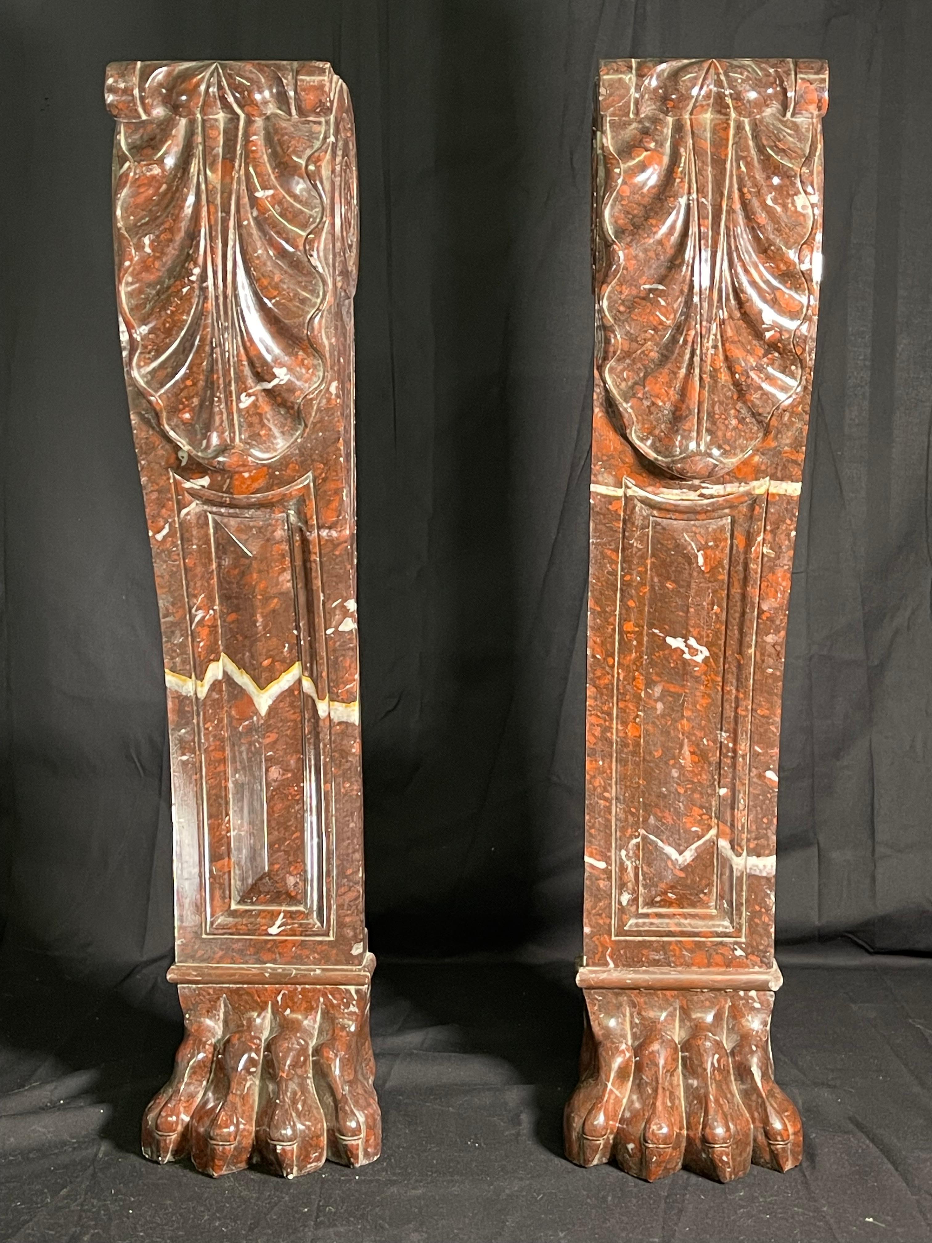 Scrolled Red Marble Table leg components For Sale 3