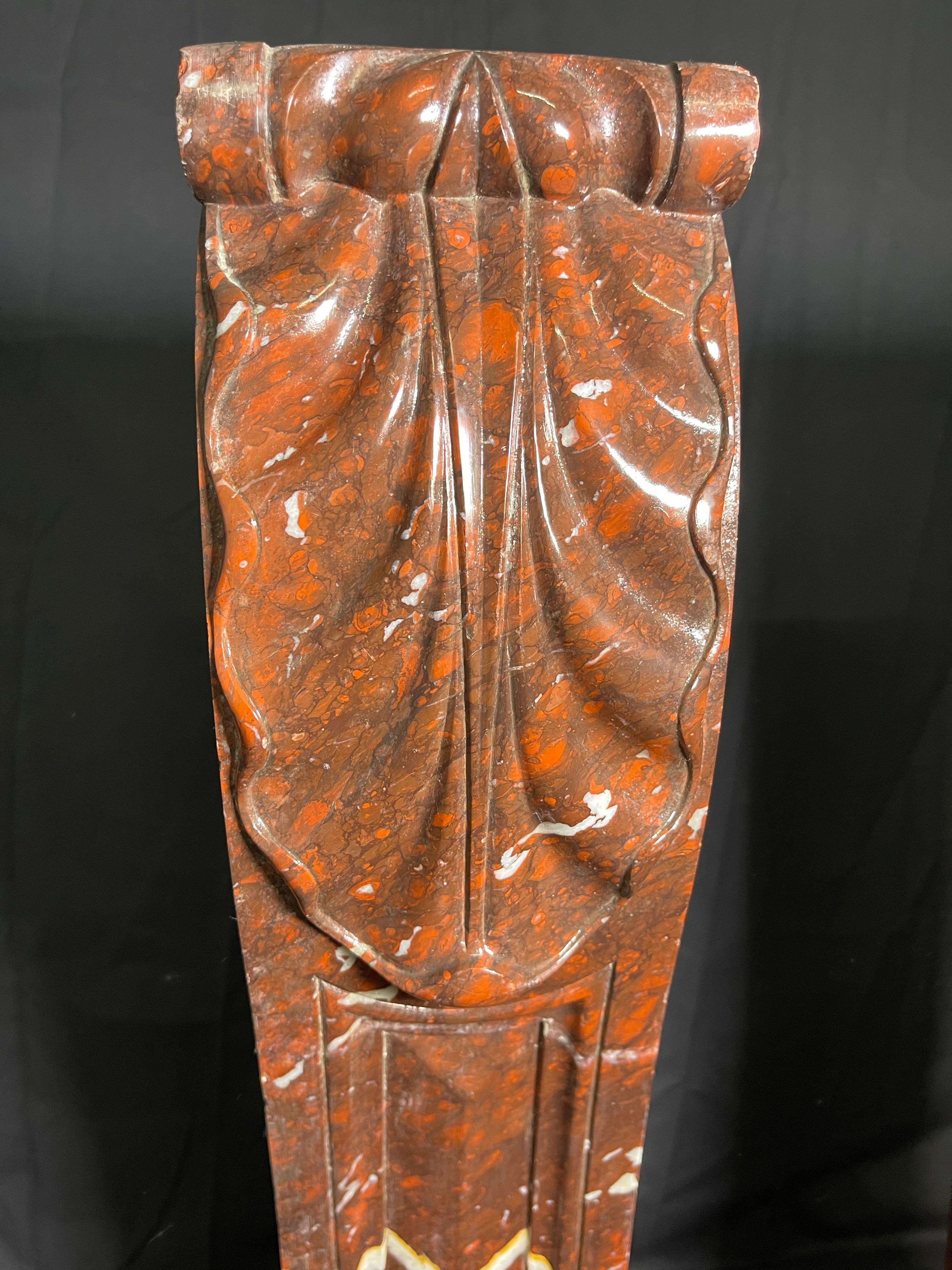 Empire Scrolled Red Marble Table leg components For Sale