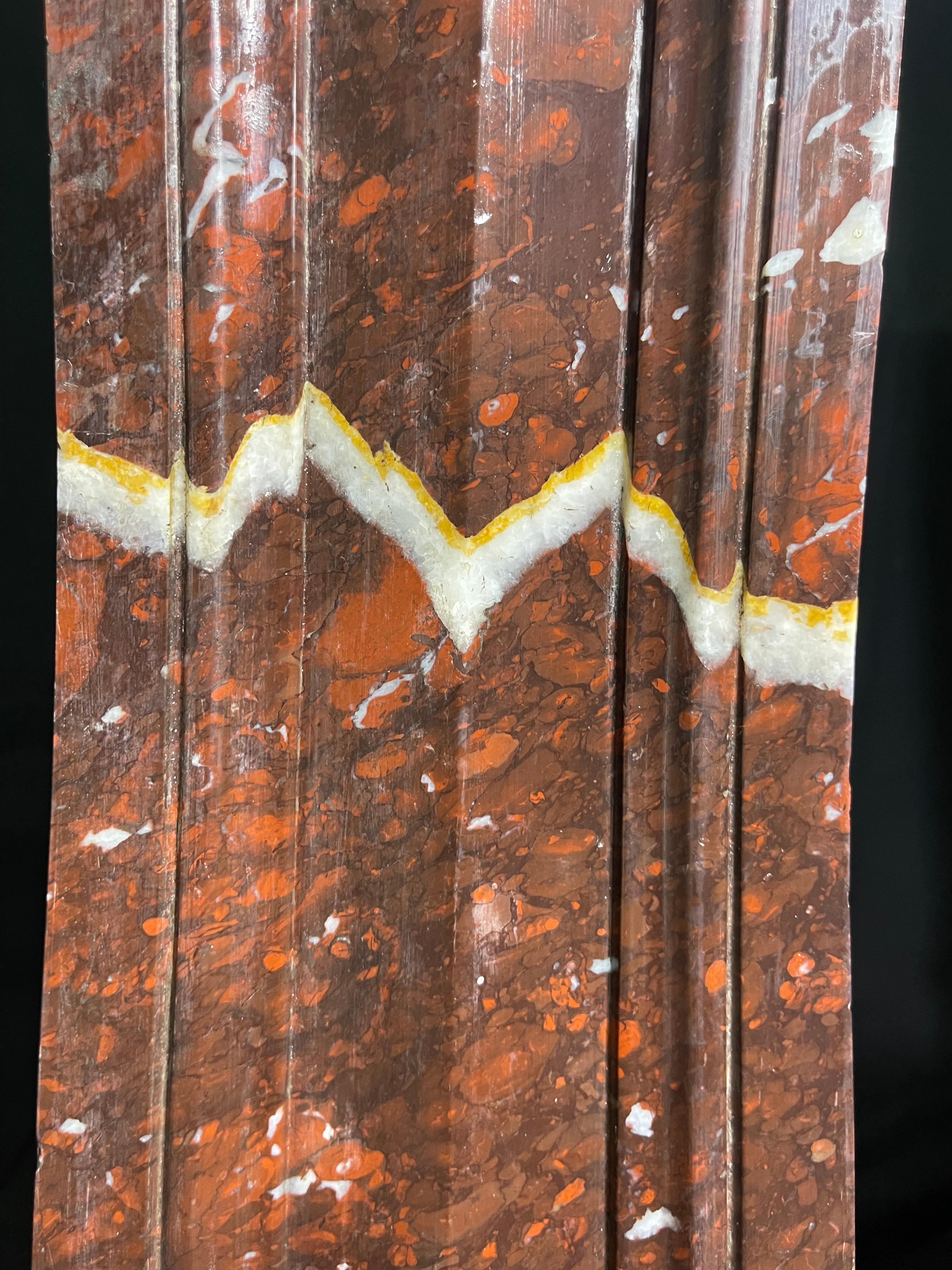 Carved Scrolled Red Marble Table leg components For Sale