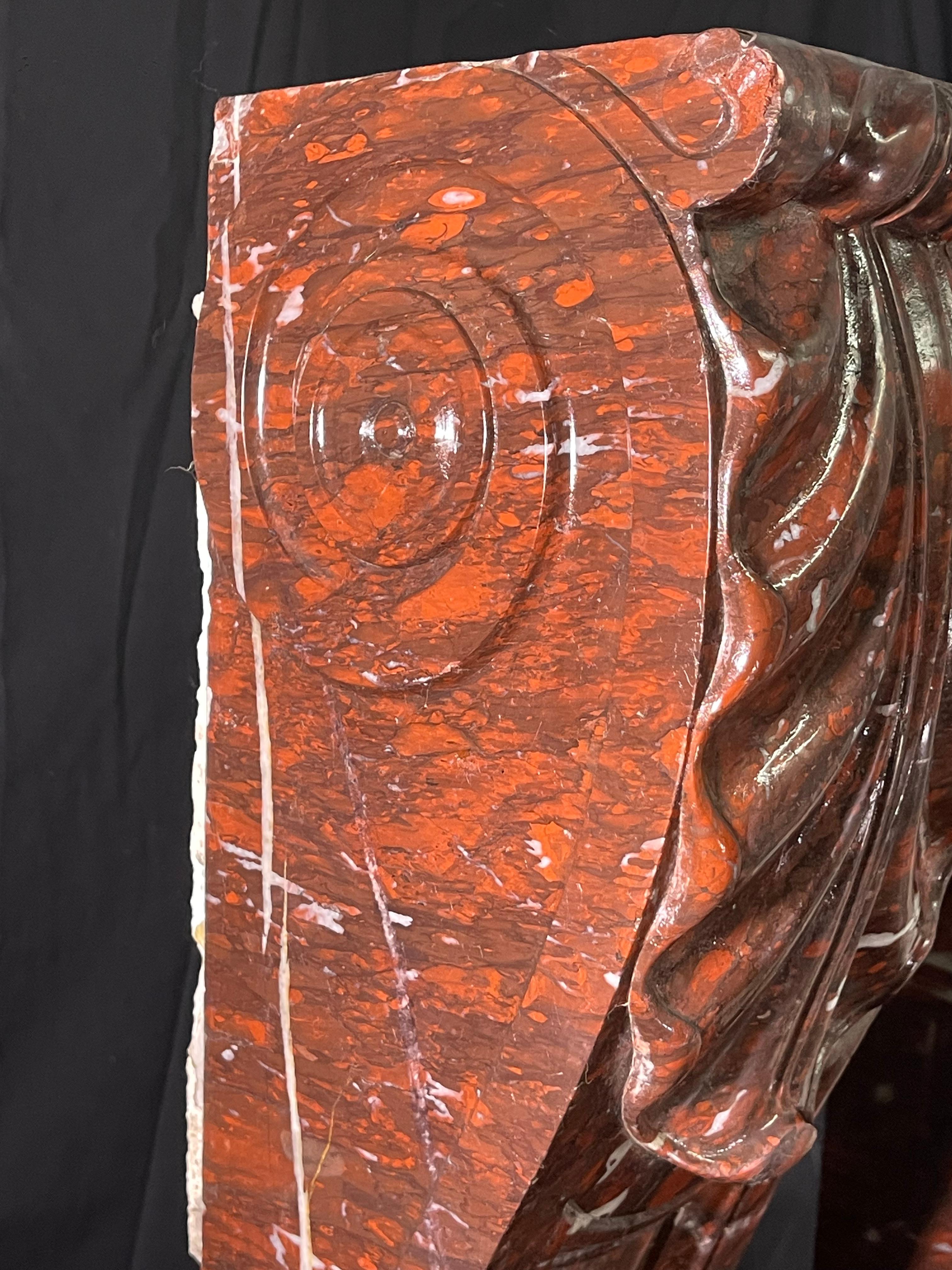 19th Century Scrolled Red Marble Table leg components For Sale