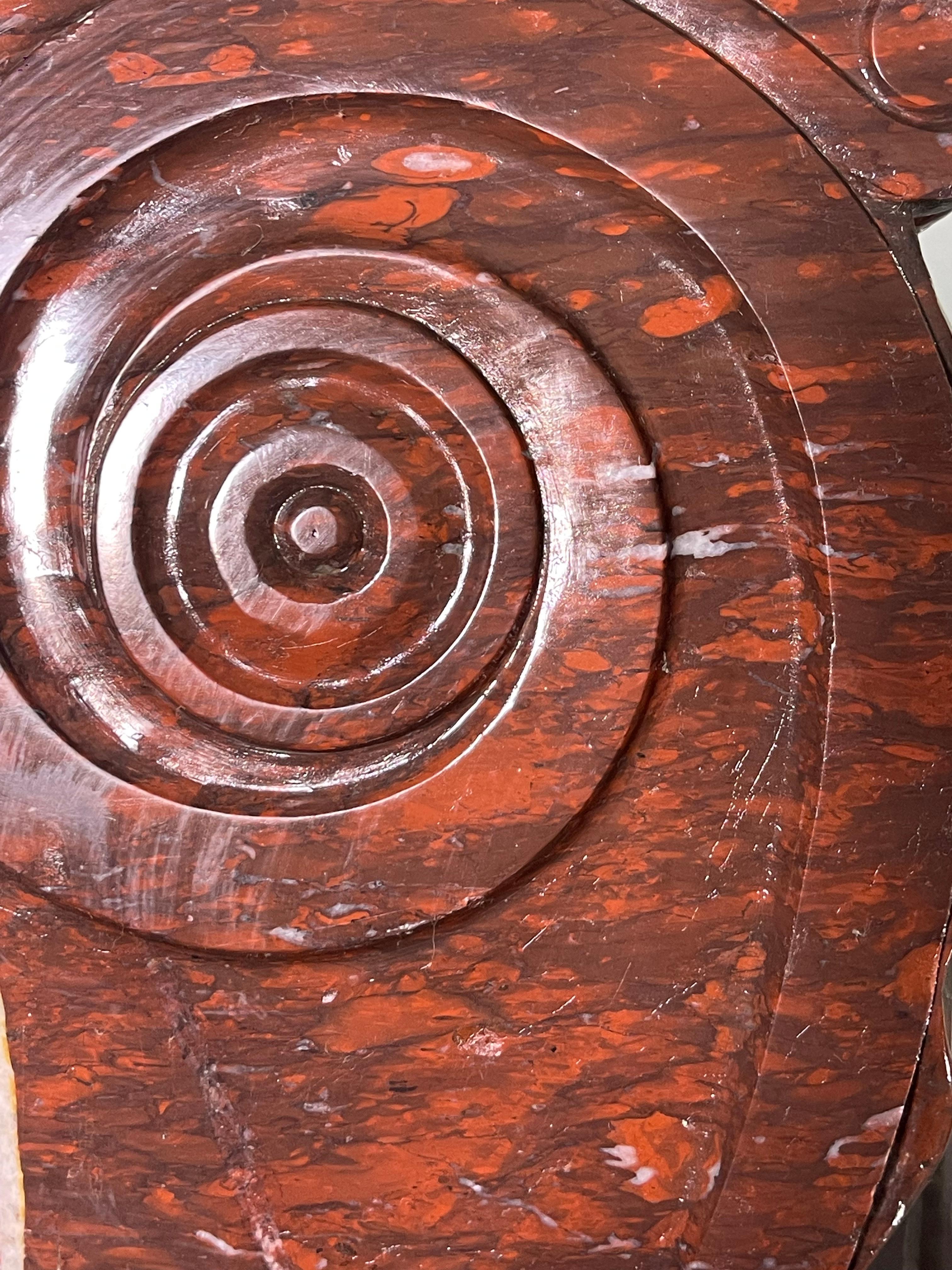 Scrolled Red Marble Table leg components For Sale 2