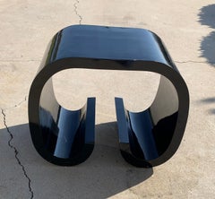 Scrolled Side Table in Black Lacquered Finish