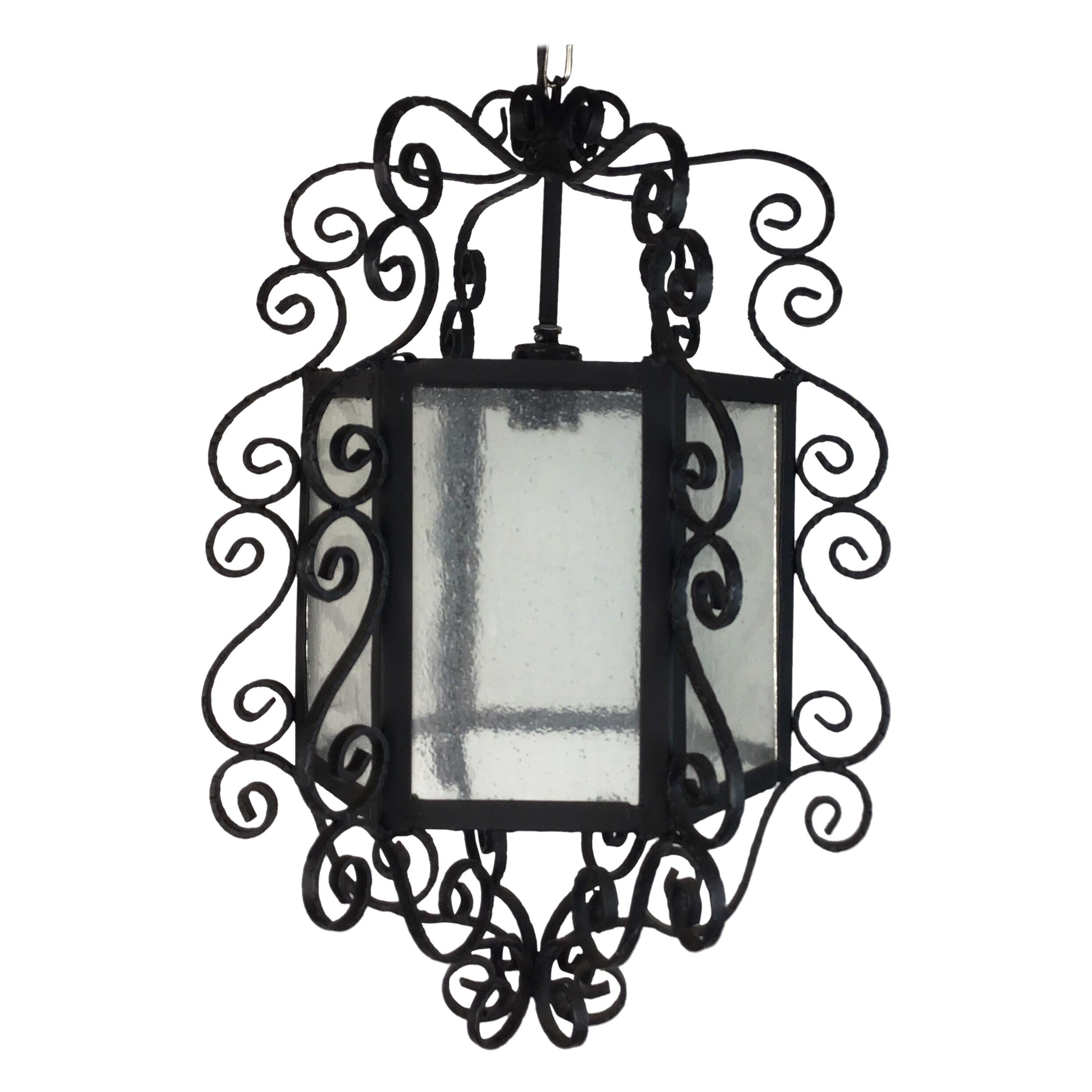 Large French Scrolled Hand Crafted Iron Lantern Circa 1940''s For Sale at  1stDibs