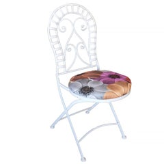 Scrolling Cast Iron Folding Patio Outdoor Chair, Pair