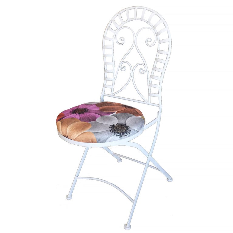 American Scrolling Cast Iron Folding Patio Outdoor Chair, Pair For Sale