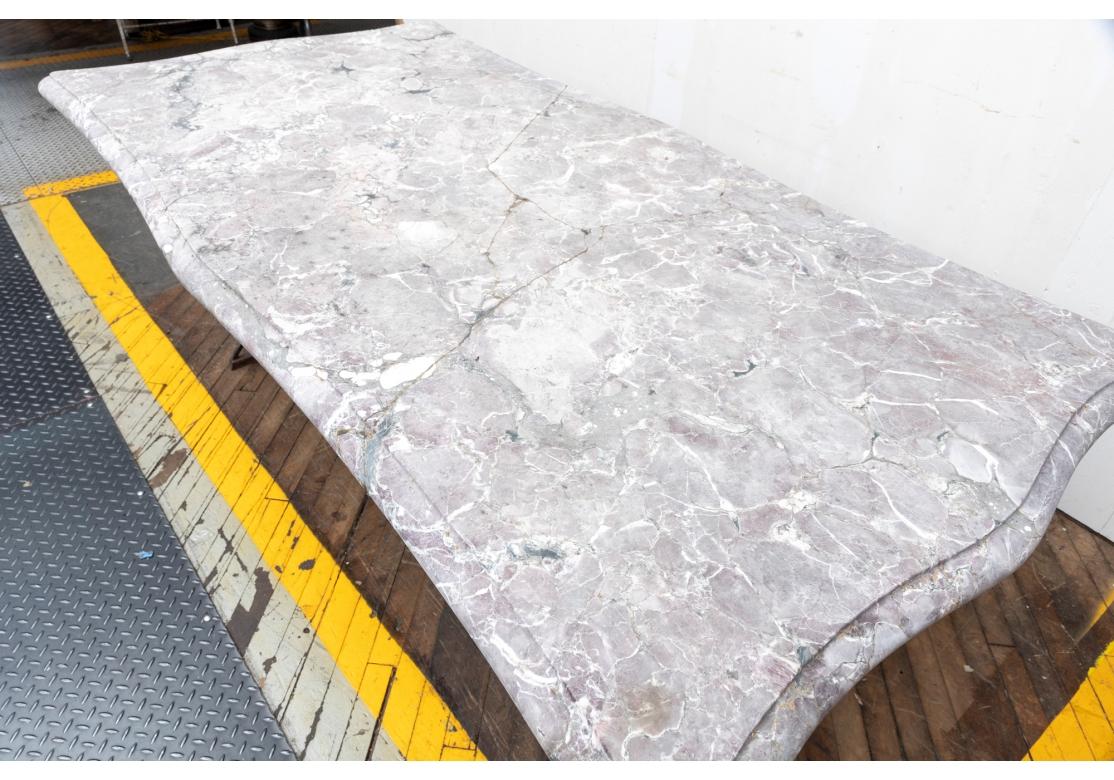 Scrolling Iron Base Table With Marble Top For Sale 7