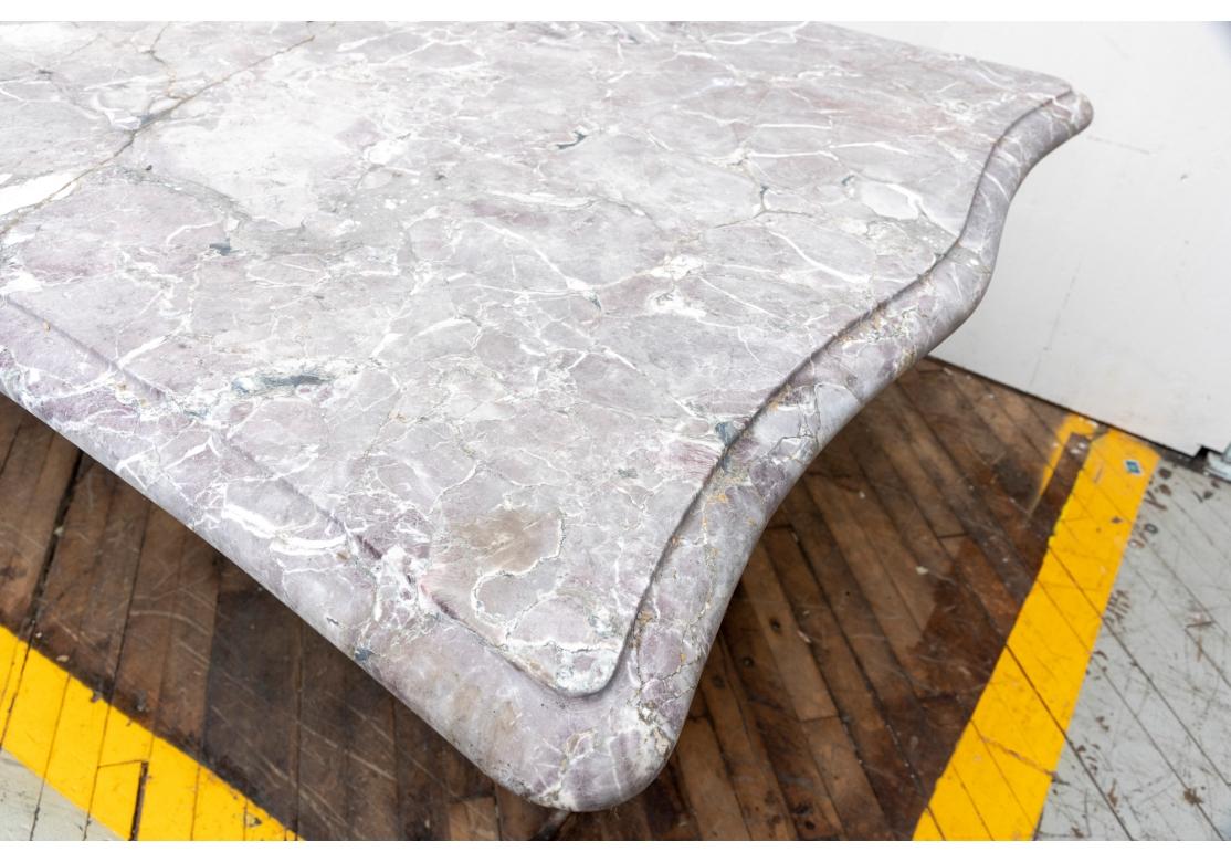 Scrolling Iron Base Table With Marble Top For Sale 2