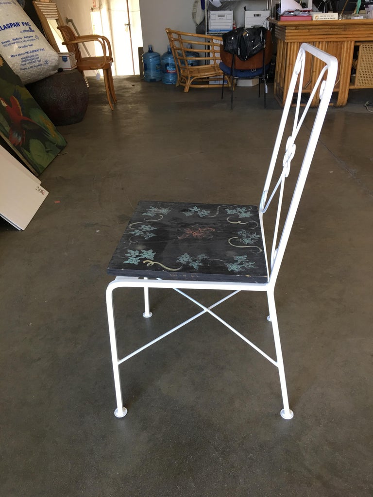 folding pool lounge chairs on Scrolling Iron Patio Outdoor Lounge Chair With Pad Seat Set Of Four For Sale At 1stdibs