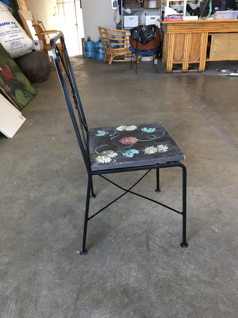 folding pool lounge chairs on Scrolling Iron Patio Outdoor Lounge Chair With Pad Seat Set Of Four For Sale At 1stdibs