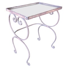 Scrolling Steel Outdoor/Patio Nesting Side Tables with Glass Tops, Set of 3