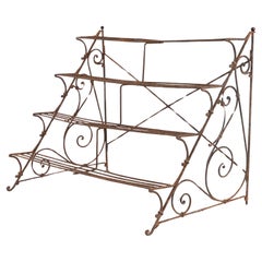 Scrollwork Four Tier Iron Plant Stand or Etagere, England Mid 20th Century