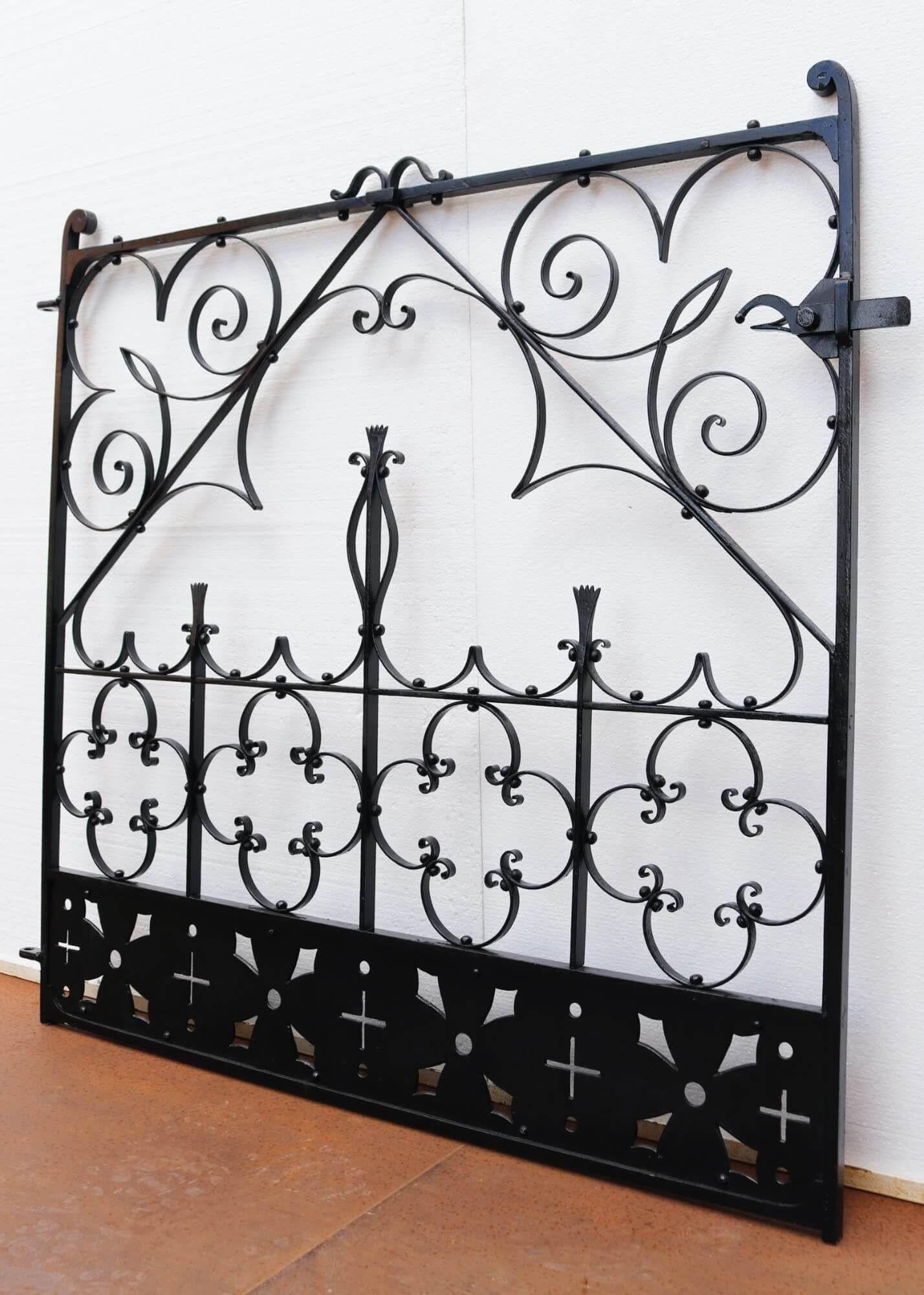 Victorian Scrollwork Wrought Iron Garden Gate For Sale