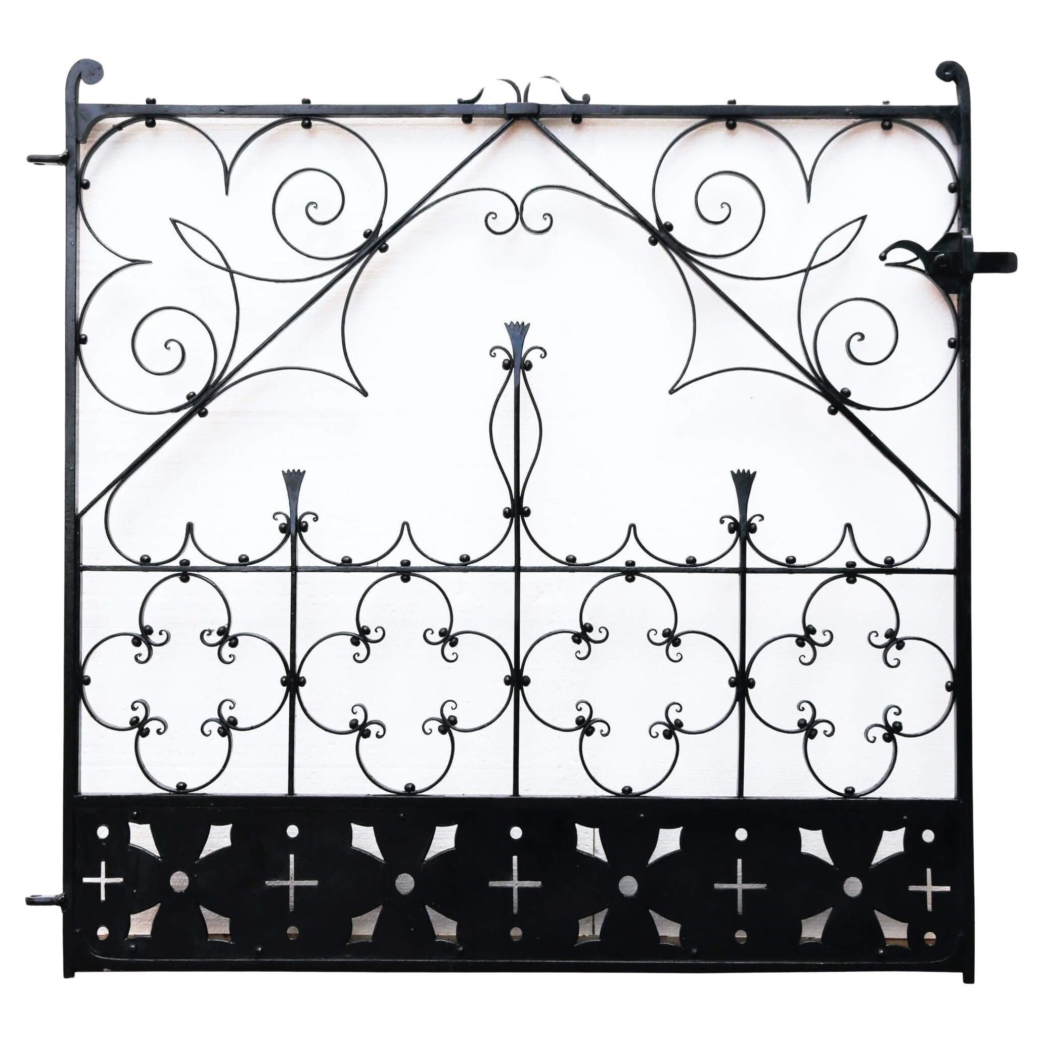 Scrollwork Wrought Iron Garden Gate For Sale